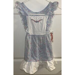 NWT Vintage Winnie The Pooh Dress Size 6 Blue White Pink‎ Floral Ruffle Dainty